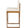 Christopher Knight Home Goleta Outdoor Acacia Wood Bar Stools with Water-Resistant Cushions and Sled Legs (Set of 2) - 4 of 4