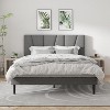 Dexmalle Linen Fabric  Bed Frame with Geometric Upholstered Headboard - 2 of 4