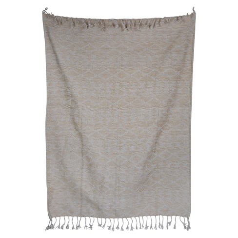 Tan Jacquard Hand Woven Polyester Outdoor Throw - Foreside Home ...