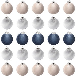 25 Pack Christmas Ball Ornaments, 3.15 Inch Flocked Plastic Balls Xmas Hanging Decorations for Xmas Tree Home Holiday Party Christmas Ornaments - 1 of 4