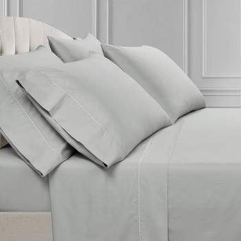 Home Boutique Aria Dots Cotton Sheet Set, Queen - Light Gray - 6 Piece Bedding Set