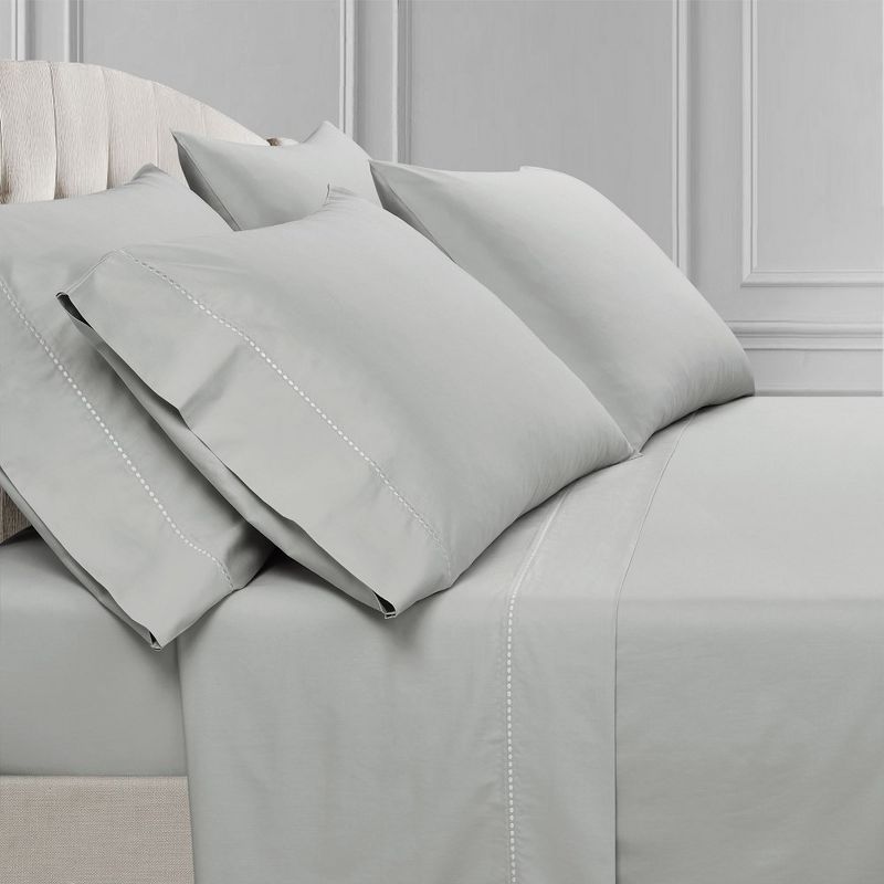 Home Boutique Aria Dots Cotton Sheet Set, Queen - Light Gray - 6 Piece Bedding Set, 1 of 2