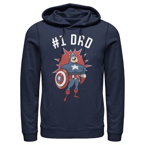 Men's Marvel #1 Dad Cartoon Captain America Pull Over Hoodie - 1 of 4