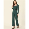 Allegra K Women's Elegant Square Neck Long Sleeve Wide Leg Long Pants Dressy Jumpsuit - 2 of 4