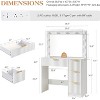 AMERLIFE Makeup Vanity Desk with Mirror & LED Lights, Drawers, Tempered Glass Top, Charging Station, Modern Bedroom Dressing Table - 3 of 4