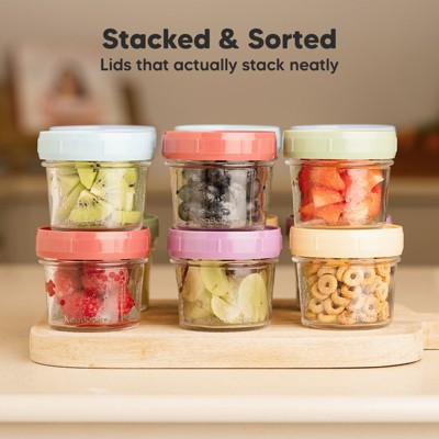 Nord Multicolor 4oz Glass Baby Food Storage Jars Set