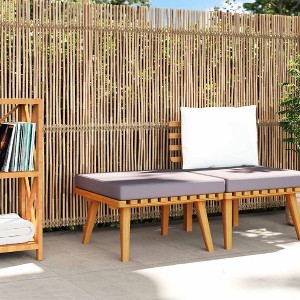 Patio Footstool with Cushion 23.6"x23.6"x11.4" Solid Acacia Wood vidaXL - 1 of 4