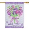 Northlight Welcome Purple Floral Bouquet Outdoor House Flag 28" x 40" - 3 of 4