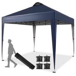10x10 FT Pop Up Canopy Tent, Easy Set Up Tent, Instant Sun Shelter Canopy with Wheeled Bag for Parties, Beach, Outdoor, Navy Blue - 1 of 4