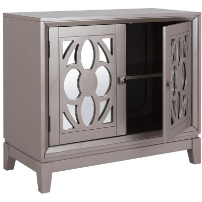 Champagne Mirrored 32" Transitional Chest with Nouveau Floral Accents