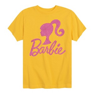 Boys' - Barbie - Barbie Logo Pink Glitter Short Sleeve Graphic T-Shirt - 1 of 4