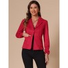 INSPIRE CHIC Women's Notched Collar Button Ruched Long Sleeve Faux Suede Blazer - 3 of 4