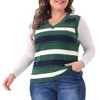 Agnes Orinda Women's Plus Size Sleeveless Casual V-Neck Striped Knit Sweater Vests - 2 of 4