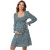 Coolmee Women's Maternity Long Sleeve Dresses Fall Square Neck Smocked Ruffle A Line Flowy Midi Dress - 2 of 2