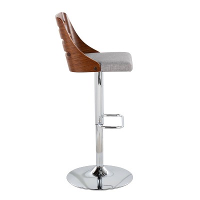 Trevi Walnut and Grey Adjustable Swivel Barstool - Set of 2