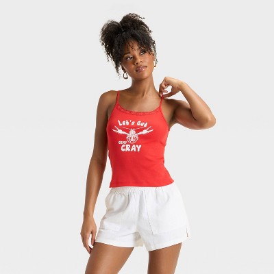 Women's Cray Cray Graphic Cami with Lace Trim - Red
