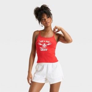 Women's Cray Cray Graphic Cami with Lace Trim - Red - 1 of 3