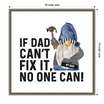 Amanti Art Father's Day Gnome II Fix It by Tara Reed Canvas Wall Art Print Framed 16 x 16-in.