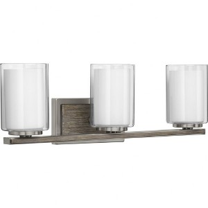 Progress Lighting Mast Collection 3-Light Bath Vanity in Brushed Nickel with Clear and Etched Glass Shades - 1 of 4