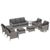 Sonkuki 8 Pieces Patio Sofa with Swivel Rocking Chairs Set, All-Weather PE Rattan Conversation Couch with Cushion - 2 of 4