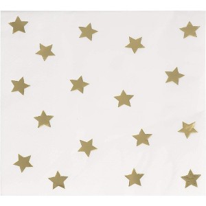 Juvale 50-Pack Gold Foil Star Disposable Paper Cocktail Napkins 5", Birthday Bridal Shower Party Supplies - 1 of 4