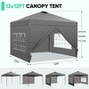 Ainfox 12ft x12ft Pop Up Canopy Outside Canopy, Patented One Push Tent Canopy with Wheeled Carry Bag, Bonus 8 Stakes and 4 Ropes - 2 of 4