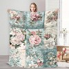 Lomsoe Christmas Vintage Floral Patchwork Print Flannel Blanket - All Seasons Soft and Warm Throw Blanket for Bed, Napping, Camping, Travel, Office - 4 of 4