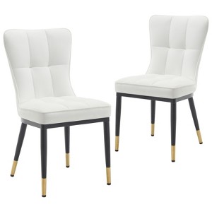 Bekrvio High-Back Faux Leather Dining Chairs Set of 2 - Modern Sturdy, Upholstered with Deep Sponge Seat, Metal Legs for Kitchen/Dining/Living Room - 1 of 4