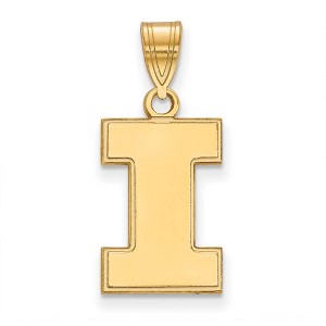 Black Bow Jewelry 10k Yellow Gold Illinois Fighting Illini NCAA Medium Pendant - 1 of 3