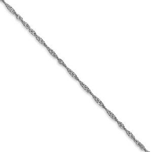 Black Bow Jewelry 1.3mm 14k White Gold Diamond Cut Singapore Chain Necklace - 1 of 4