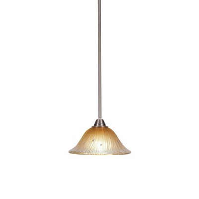 Toltec Lighting Paramount 1 - Light Pendant in  Brushed Nickel with 10" Amber Crystal Shade