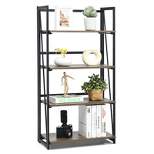 Tangkula 4 Tiers Folding Bookshelf Home Office Industrial Bookcase Standing Shelving Unit for Decorations & Storage