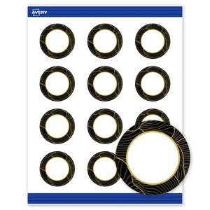Avery Round Business Cards, Black with Gold Pattern, 2" Diameter - 1 of 4