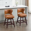 Hyleory Swivel Nailhead Upholstered Counter Bar Stools with Solid Wood Frame and Legs, Two Stools Included - 2 of 4