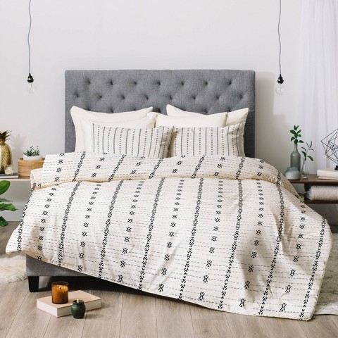Deny Designs Queen/Full Holli Zollinger French Geometric Stripe Comforter Set Black/White - Deny Designs: Modern Reversible Bedding
