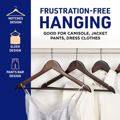Vintage Dark Brown Wooden Suit Hangers with 360° Swivel Hook