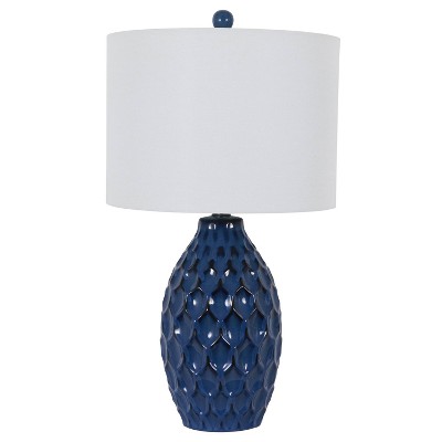 24.5" Tamara Faceted Ceramic Table Lamp - Dark Blue - Decor Therapy