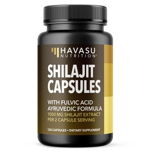 Shilajit Capsules for Men and Women, Shilajit Supplement Supports Heart, Immune & Healthy Aging, Havasu Nutrition, 120ct - 1 of 3