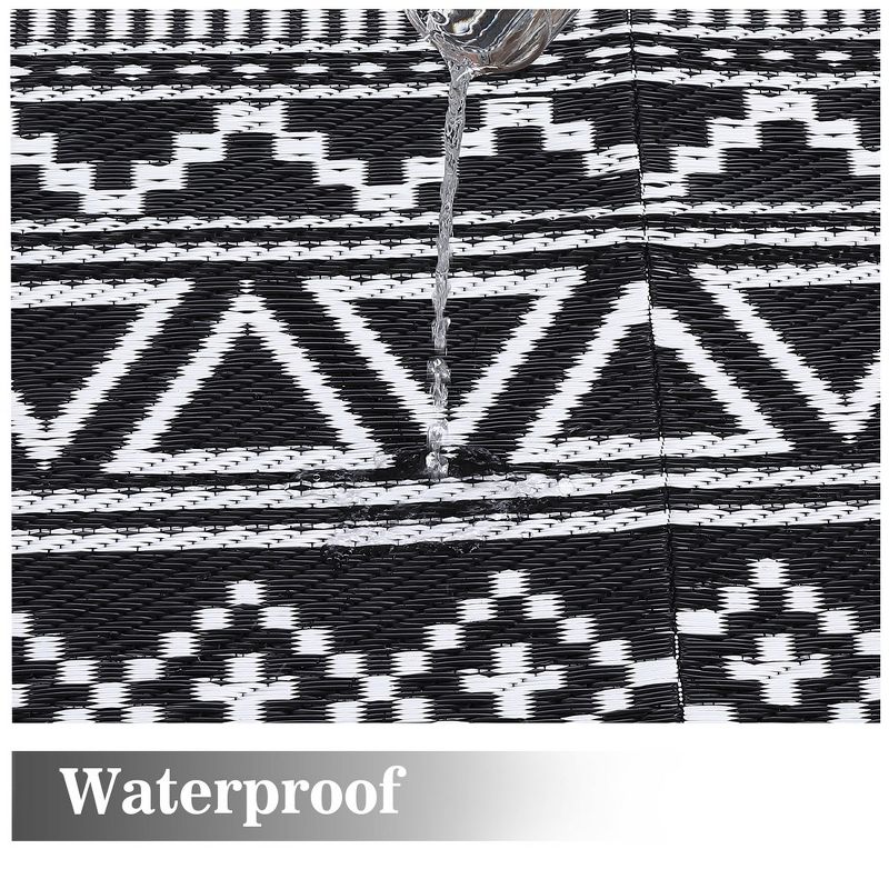 Outdoor Rug Waterproof Patio Rug Mat Geometric Rug Plastic Straw Outside Rug for RV Camping Picnic Reversible Rug, 5 of 9