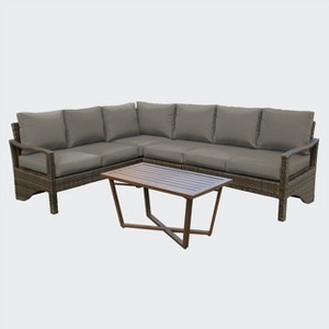 Leisure Made Augusta 5pc Wicker Sectional in Gray Fabric - 1 of 4