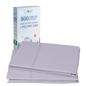 Luxury Pillowcase Set - 800 Thread Count 100% Cotton Sateen, Soft & Cooling Pillowcases by California Design Den - 1 of 4