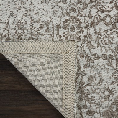 Ivory Medallion Flat Woven Reversible Runner Rug