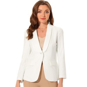 Allegra K Women's Work Office Shawl Lapel Long Sleeve Pockets Blazers - 1 of 4
