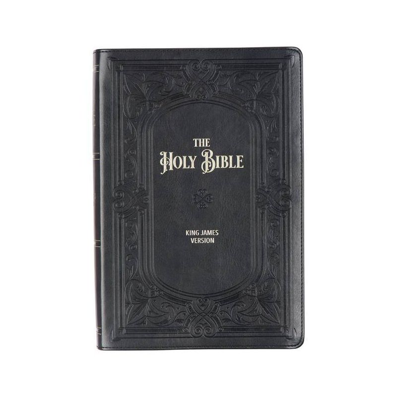 KJV Holy Bible, Giant Print Full-Size Faux Leather Red Letter Edition - Thumb Index & Ribbon Marker, King James Version, Midnight Blue - (Hardcover), 1 of 2
