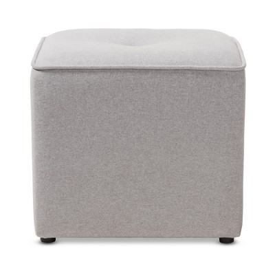 Corinne Light Gray Tufted Fabric Upholstered Ottoman