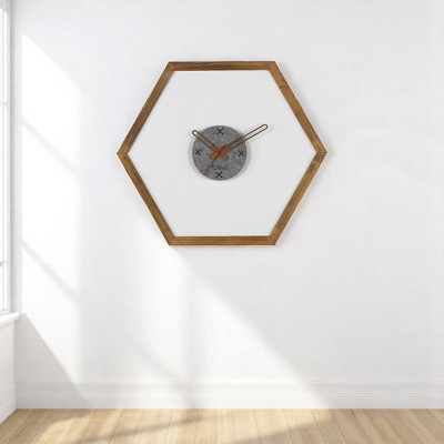 FURNIinspire Decorative Wall Clocks Indoor Silent Wooden Frame Living Room Wall Clock Timepiece for Bed Room, Home Decor, Brown, 30"*30"*2.25"