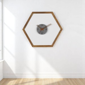 FURNIinspire Decorative Wall Clocks Indoor Silent Wooden Frame Living Room Wall Clock Timepiece for Bed Room, Home Decor, Brown, 30"*30"*2.25" - 1 of 4