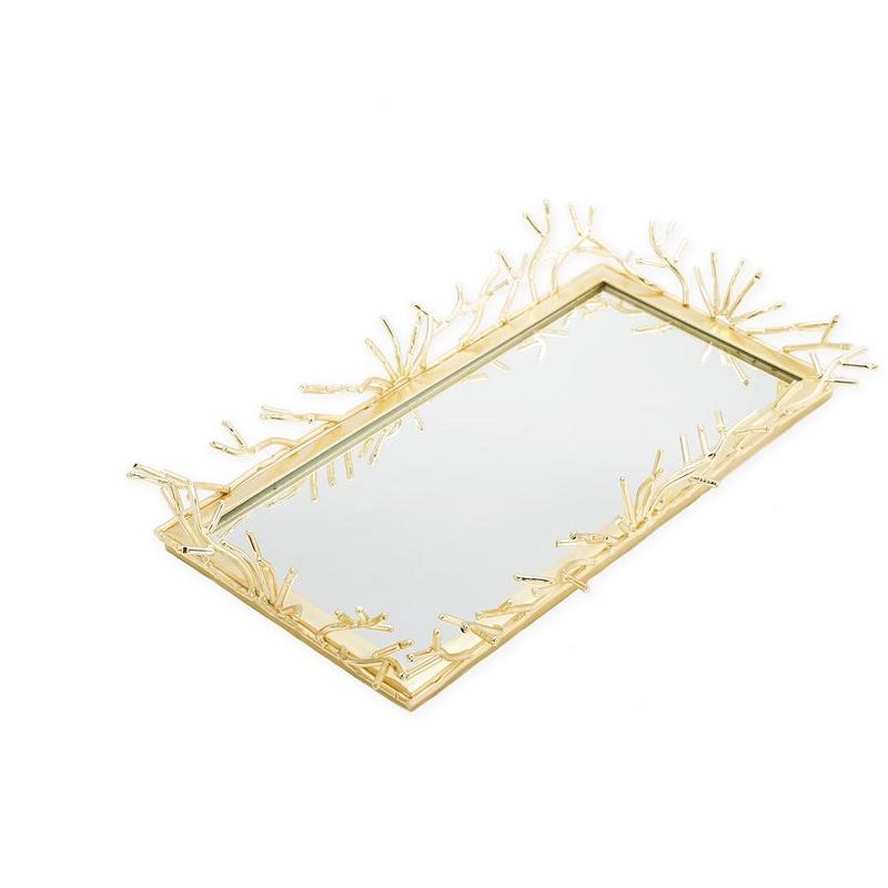 Classic Touch Rectangular Decorative Mirror Tray with Gold Design Border, 3 of 4