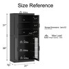 Wooakway 67"H Kitchen Pantry Cabinet with Glass Door and Rattan Door, Storage Shelves, Black - 4 of 4