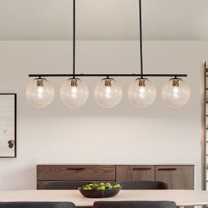 LLHZSY 5 - Light 44" Large Globe Chandelier Kitchen Island Linear Pendant Light for Dining Room - Hammered Glass - Oil Rubbed Bronze - 1 of 4